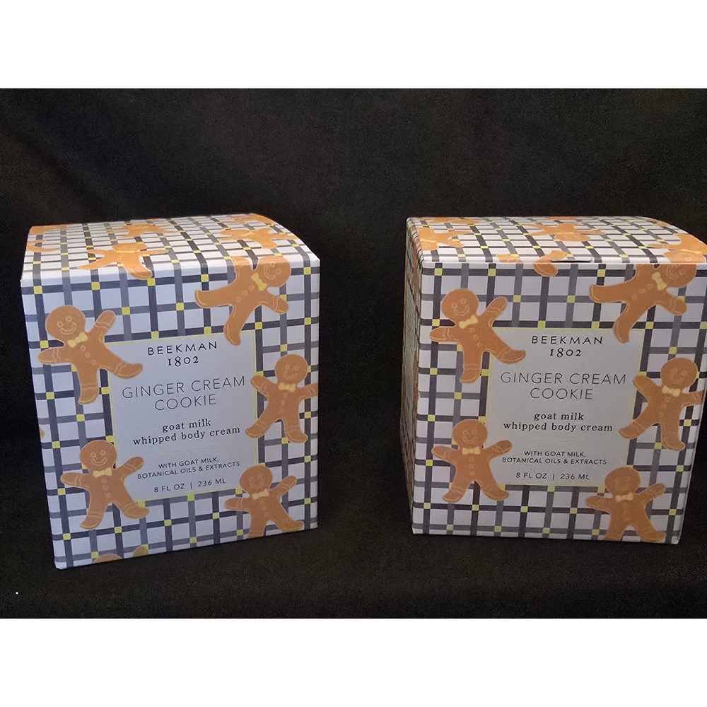 Beekman 1802 Ginger Cream Cookie Whipped Body Cream Set 2 Jars 8oz with Tin - Picture 3 of 9